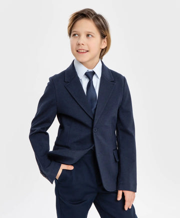 Сако с ревери и копчета син Button Blue