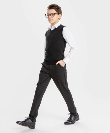 Панталони с ръбове черни за момче Button Blue