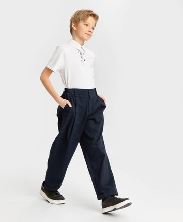 Панталони-банани с плисета сини Button Blue