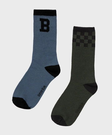 Комплект от два чифта високи чорапи многоцветни за момче Button Blue