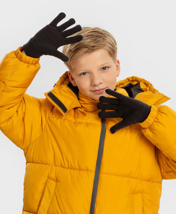 Ръкавици плетени сиви детски Button Blue