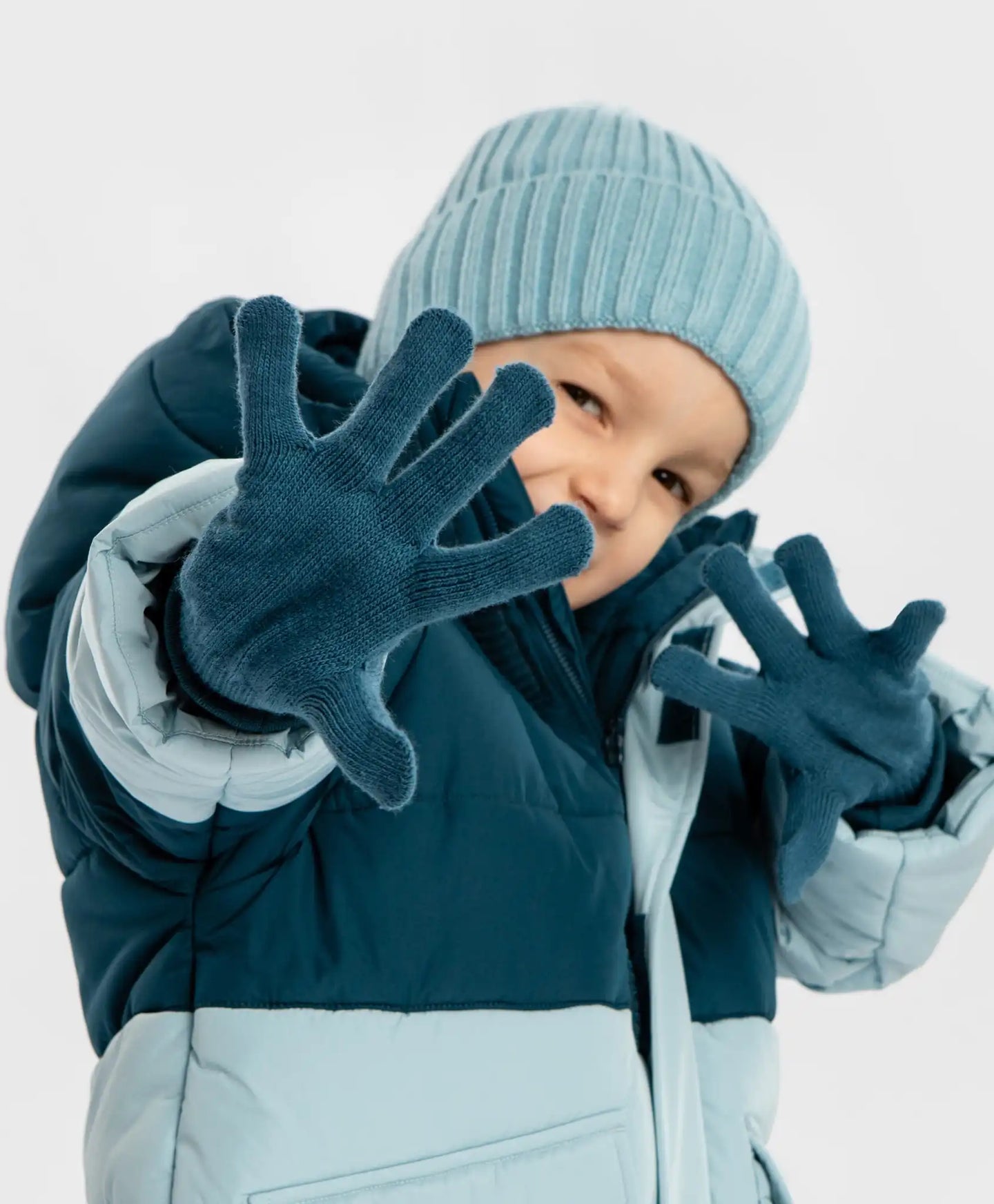 Ръкавици плетени сини детски Button Blue