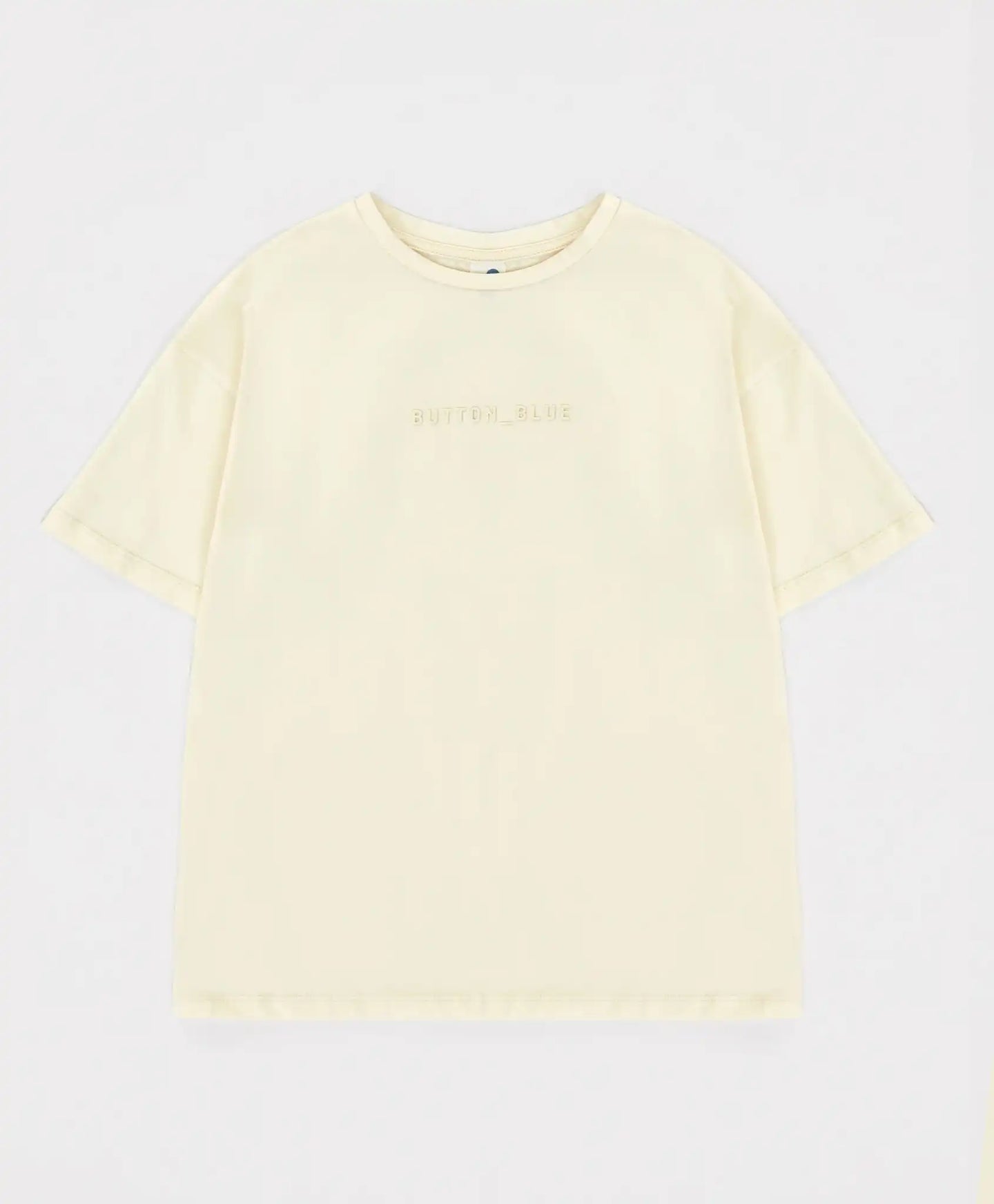 Тениска базова с къс ръкав и принт кремава детска Button Blue