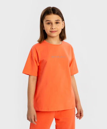 Тениска базова с къс ръкав и принт коралова детска Button Blue