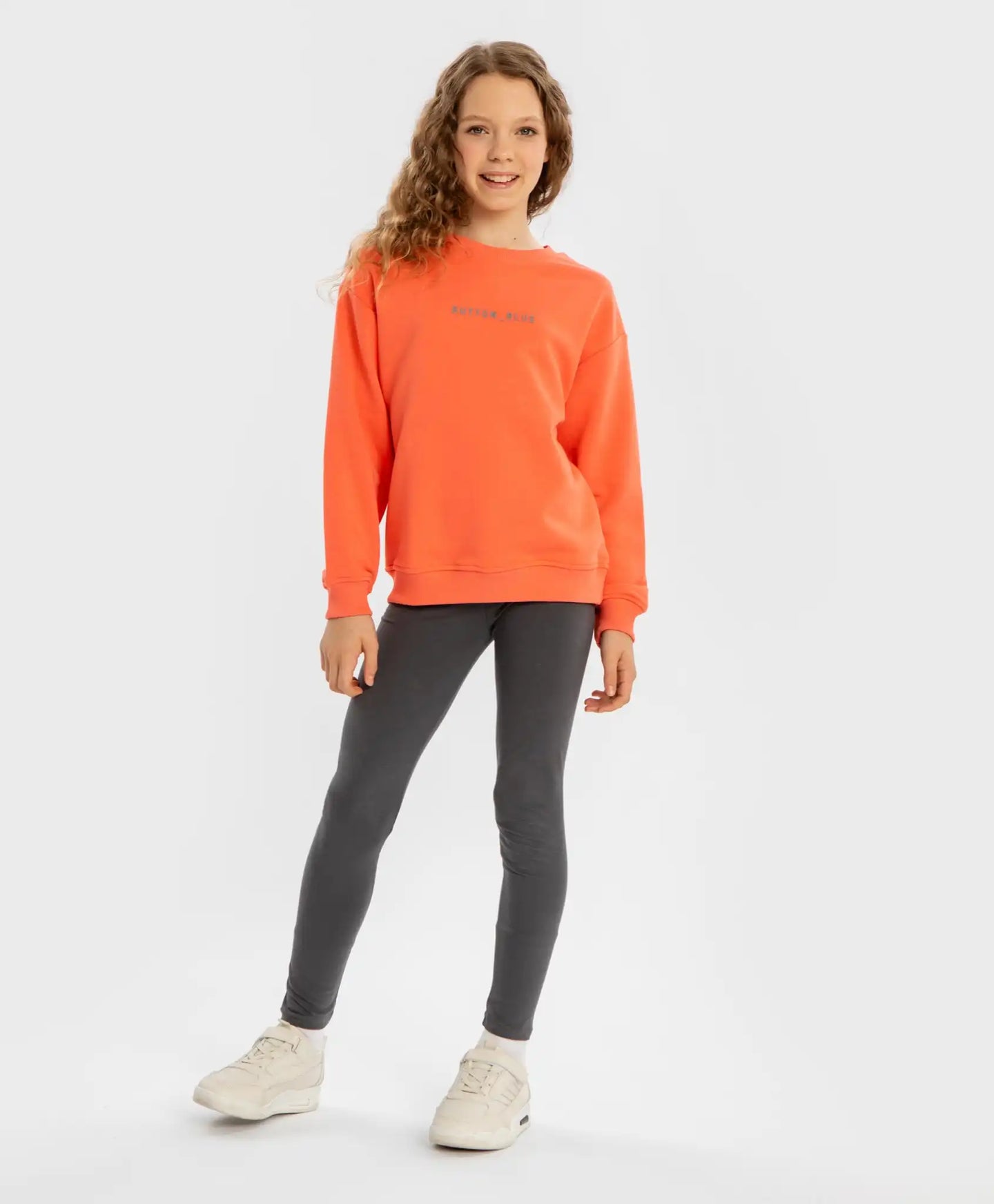 Клинове с ластичен колан сиви за момиче Button Blue