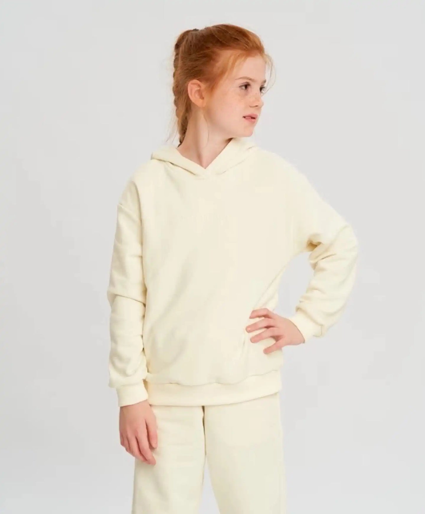 Худи с качулка оверсайз кремаво детско Button Blue