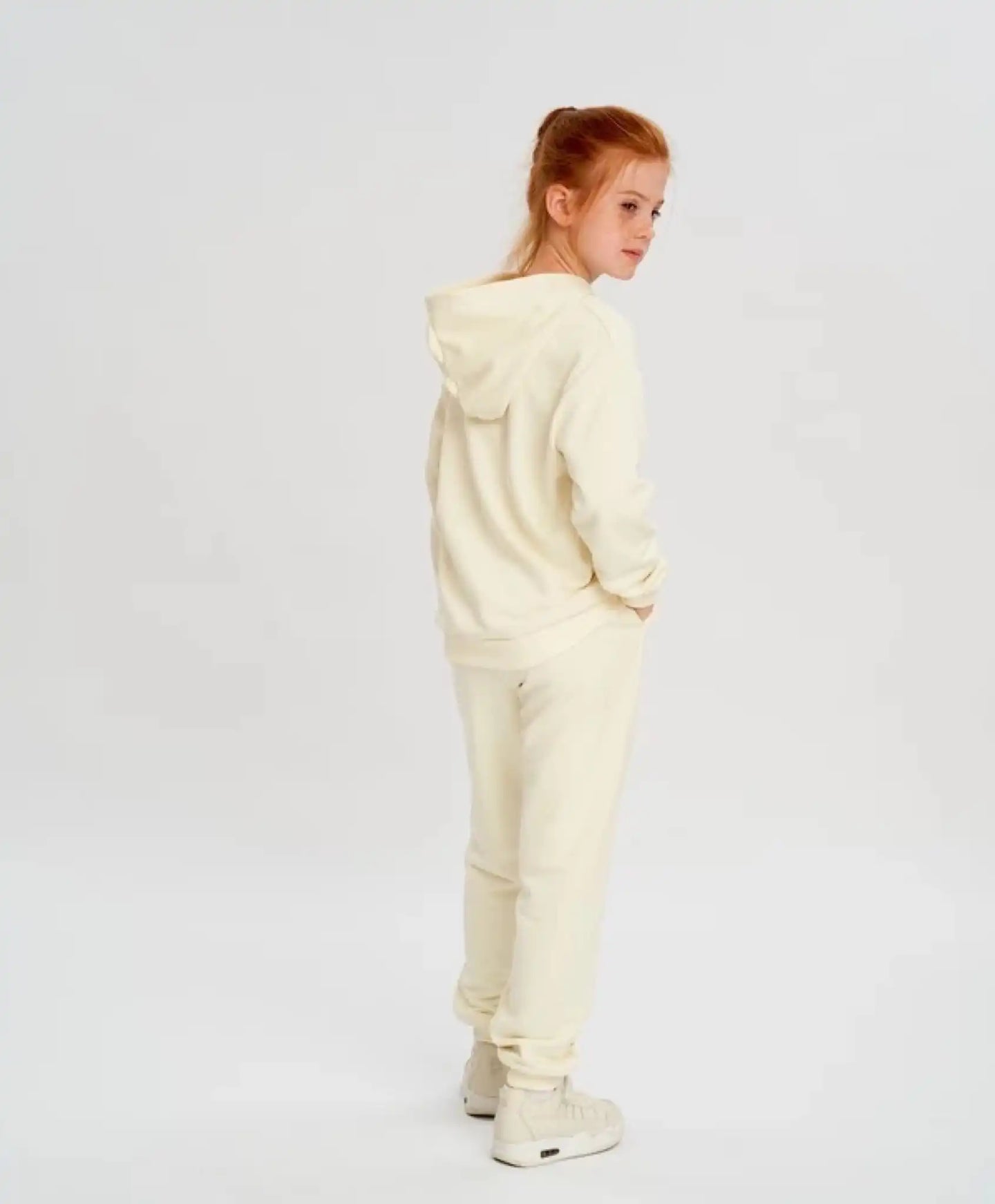 Худи с качулка оверсайз кремаво детско Button Blue