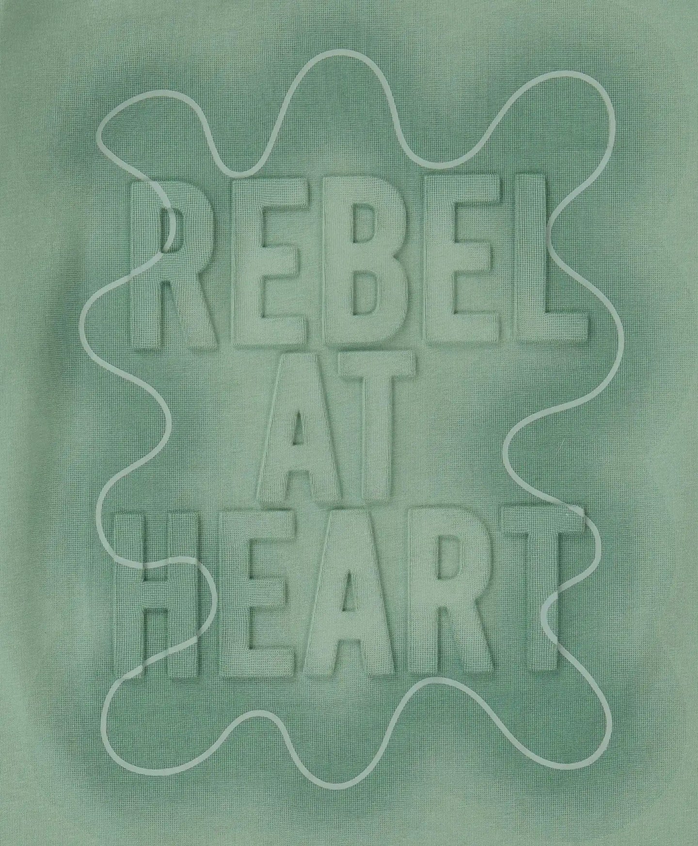 Тениска с къс ръкав и релефен принт зелена за момиче Button Blue