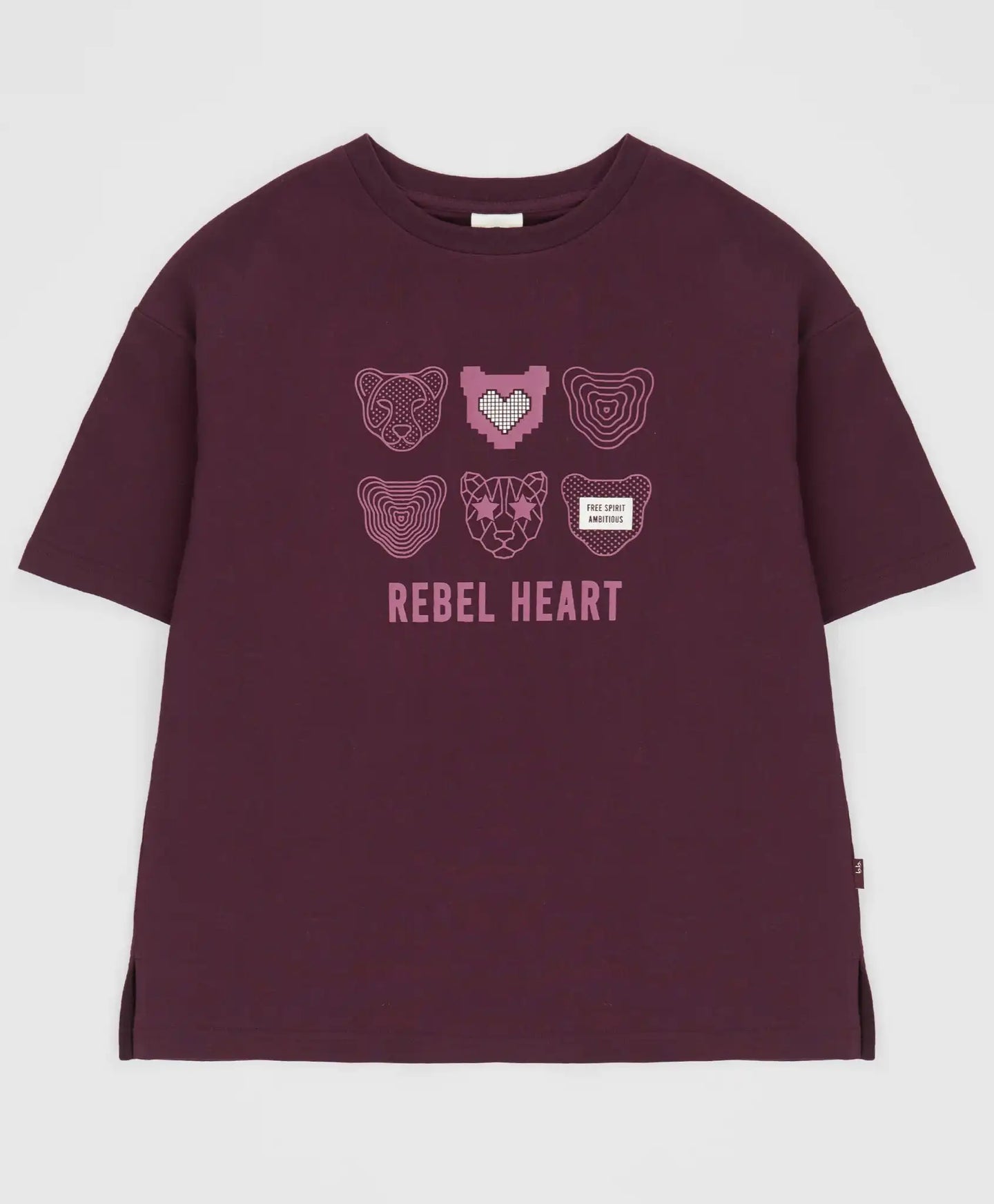 Тениска с къс ръкав и релефен принт лилава за момиче Button Blue