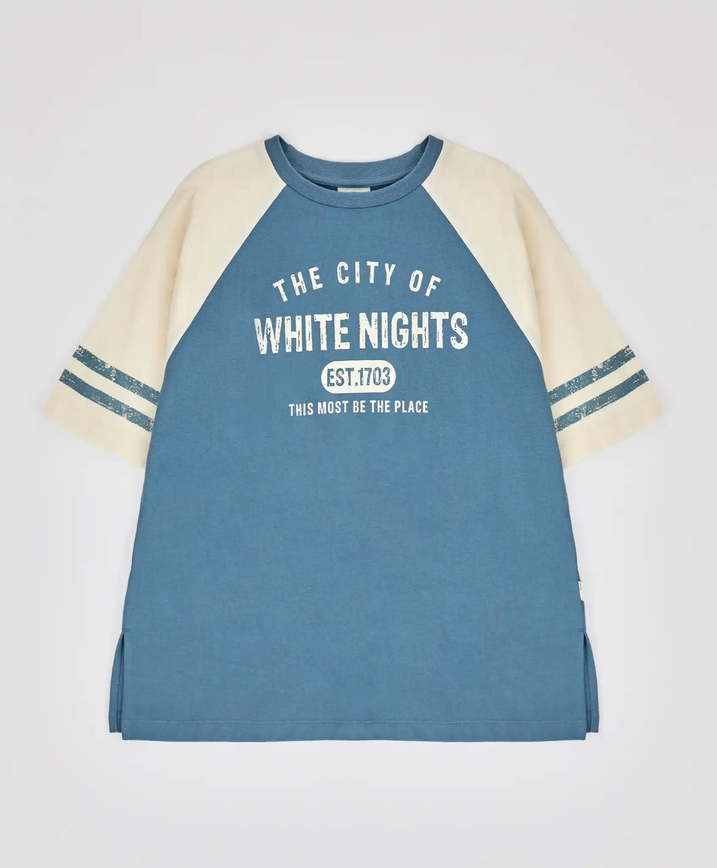 Тениска с къс ръкав и релефен принт многоцветна за момиче Button Blue