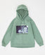 Суитшърт оверсайз с качулка и принт зелен за момиче Button Blue