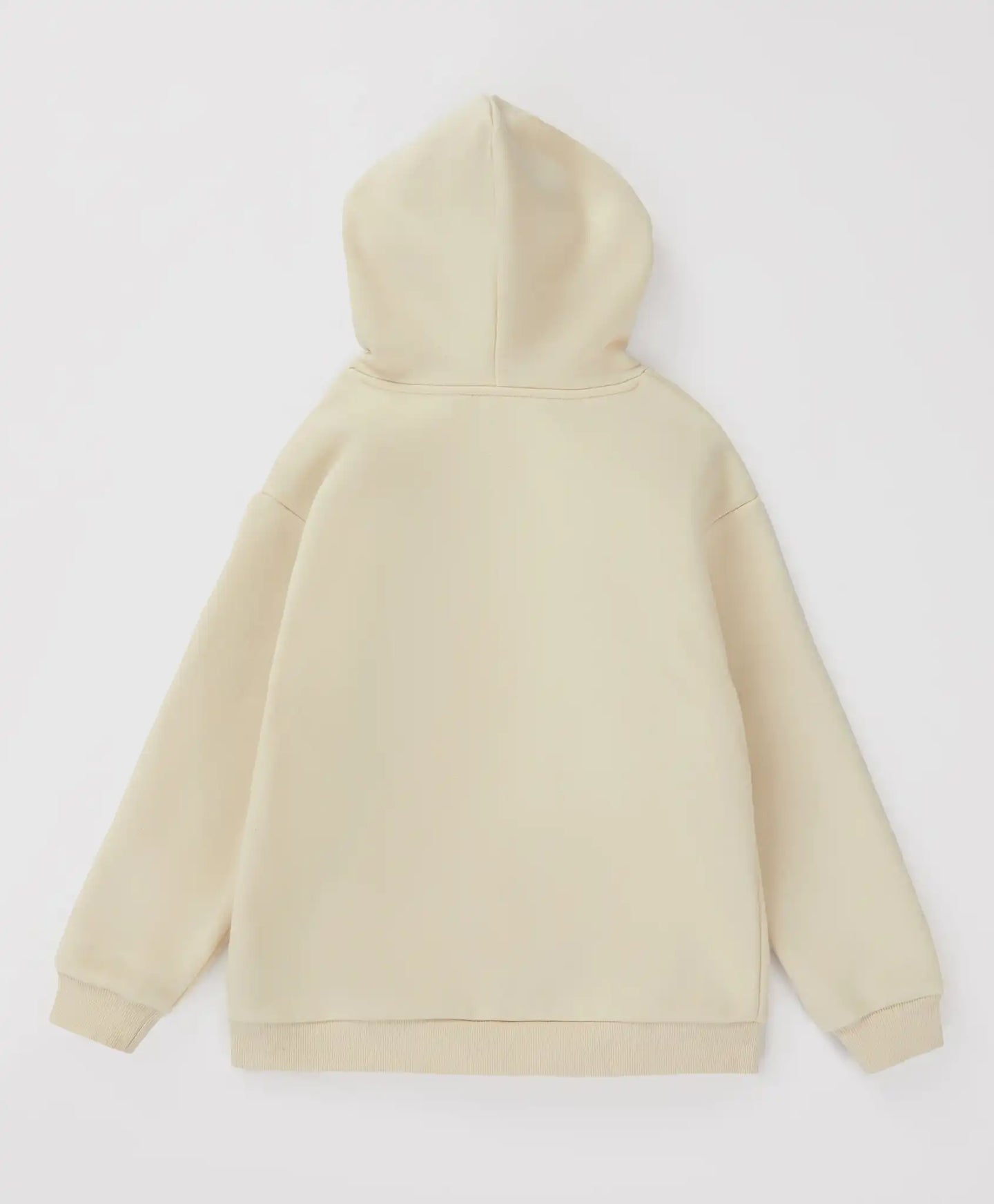 Суитшърт с вълнен флис и качулка кремав за момиче Button Blue