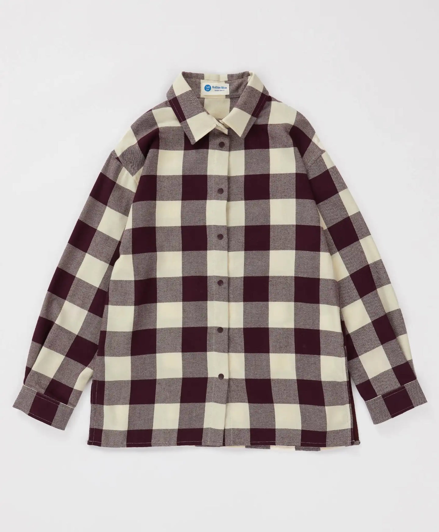 Риза на каре с копчета и дълъг ръкав топла многоцветна детска Button Blue