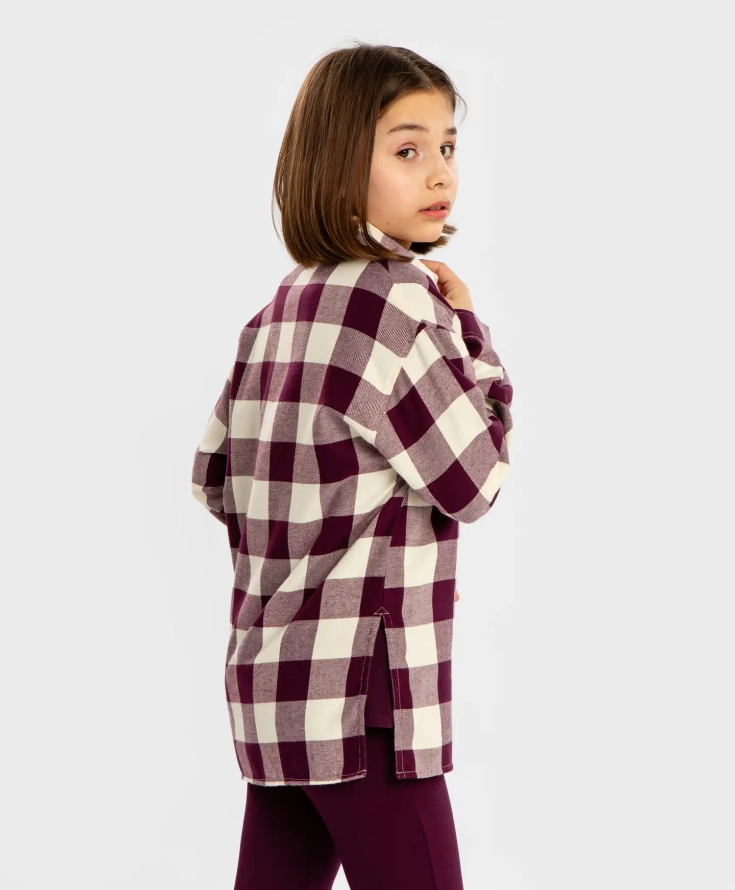 Риза на каре с копчета и дълъг ръкав топла многоцветна детска Button Blue