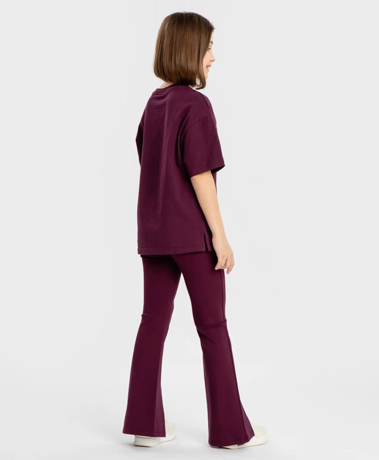 Трикотажни панталони буткат с разрези отпред лилави за момиче от Button Blue