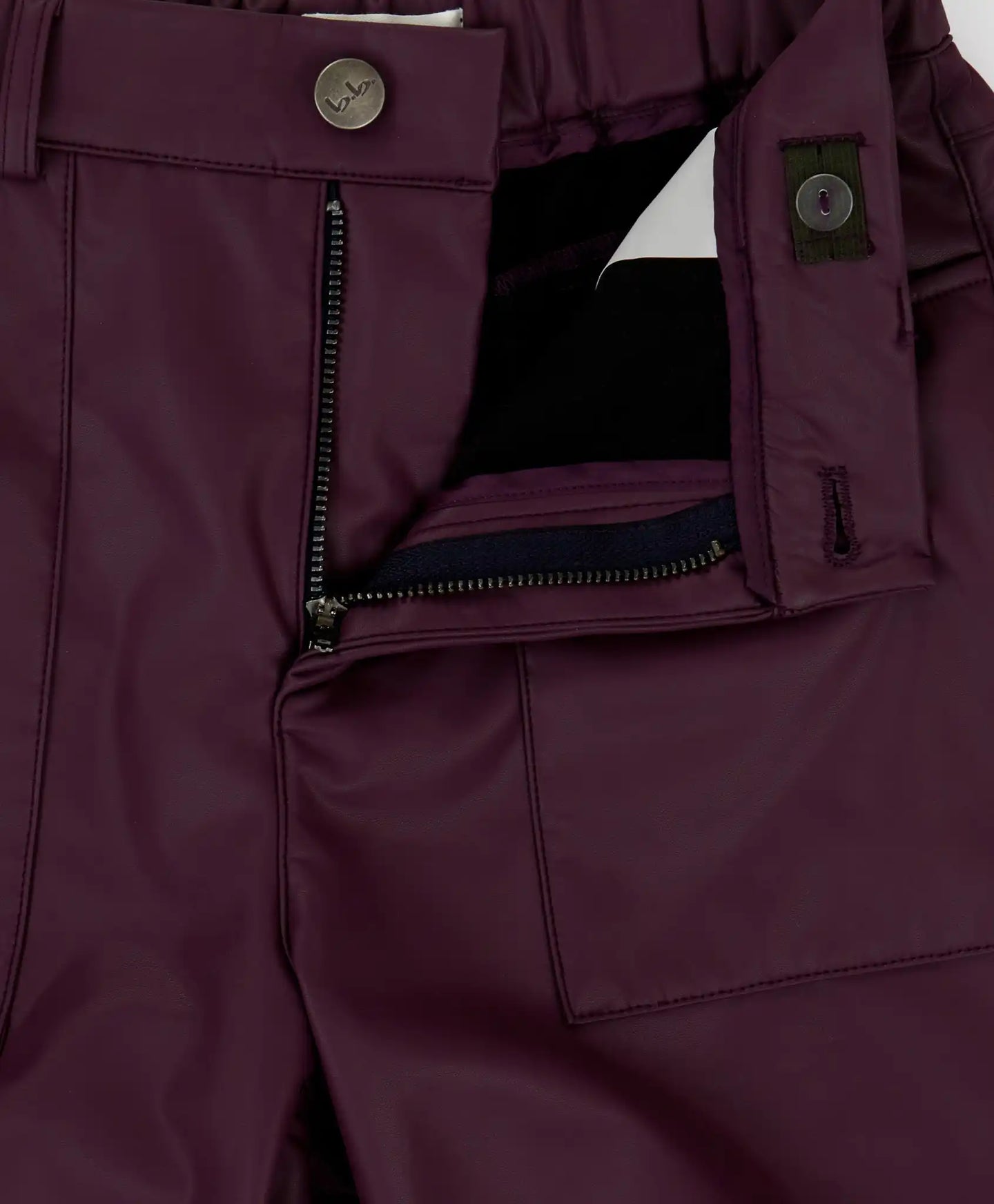 Панталони палацо широки от веган кожа тъмнолилави за момиче Button Blue