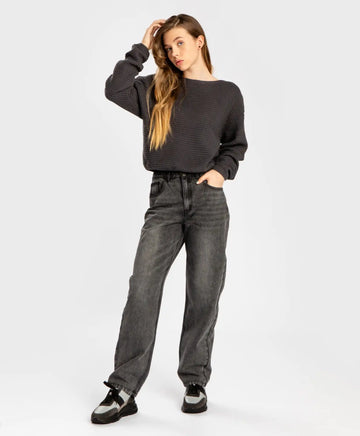 Дънки Regular fit с прав силует и ефект на изтъркване сиви детски от Button Blue