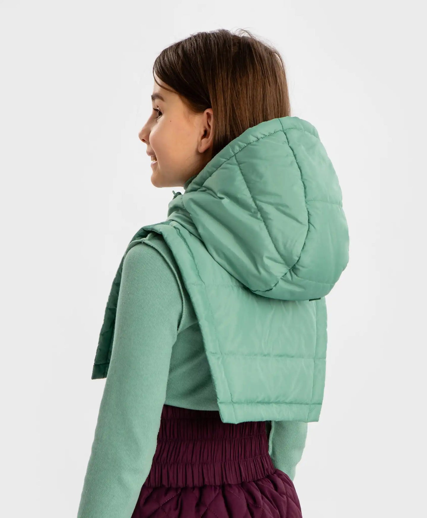 Манишка подплатена с качулка зелена за момиче Button Blue