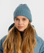 Шапка плетена с подгъв светлосиня детска Button Blue