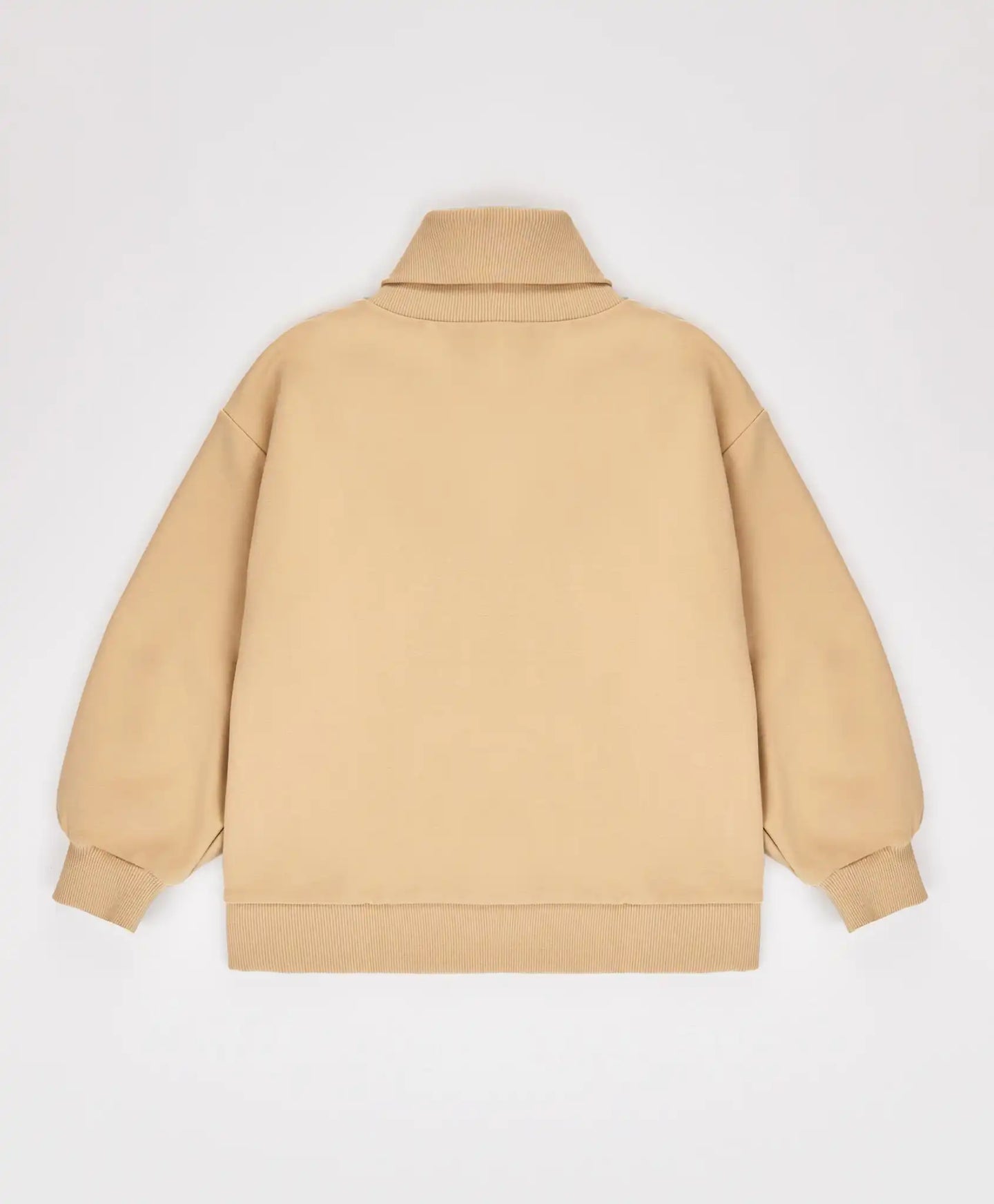 Пуловер с яка на стойка и животински принт бежов за момиче Button Blue