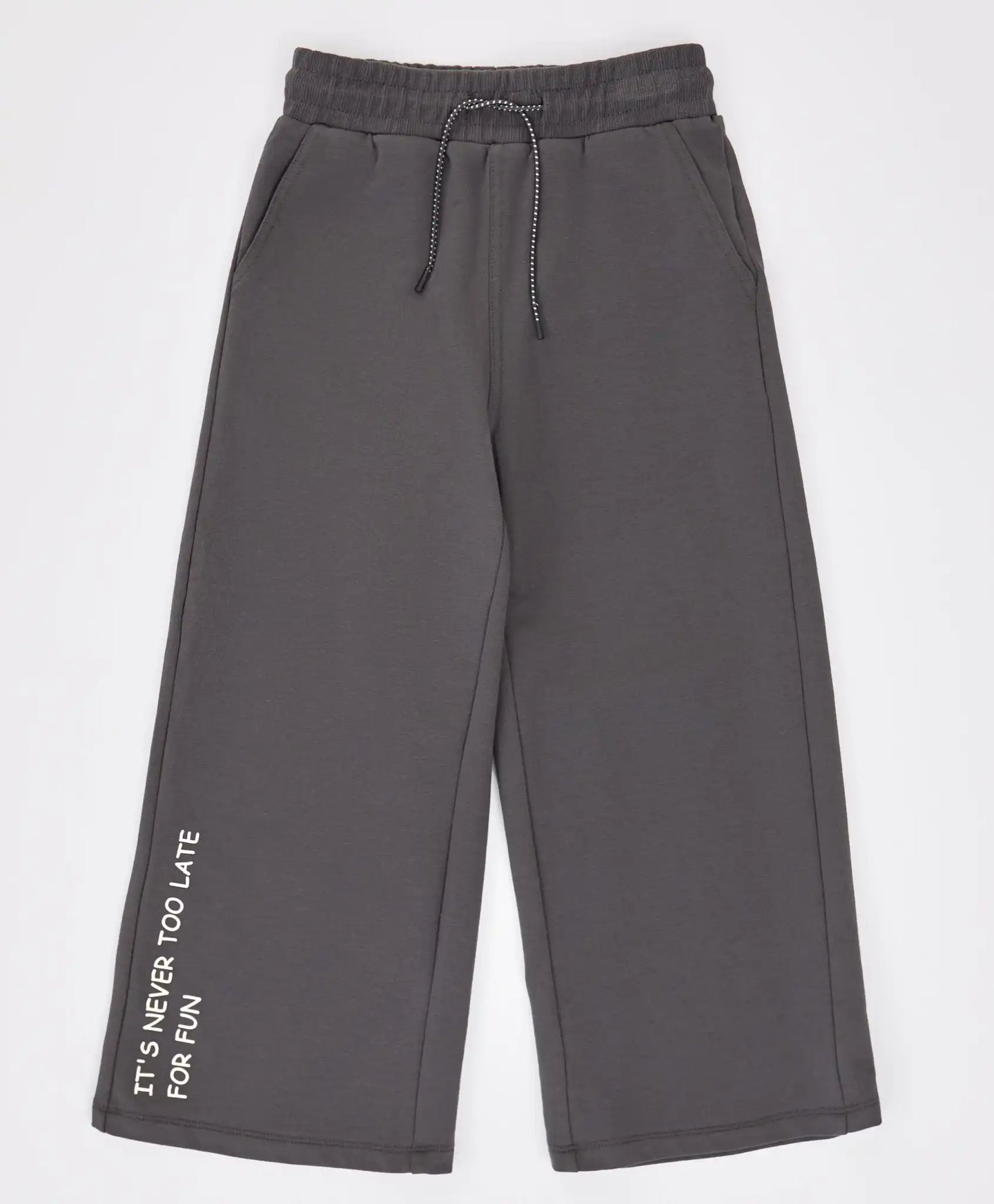 Панталони клеш с принт сиви за момиче Button Blue