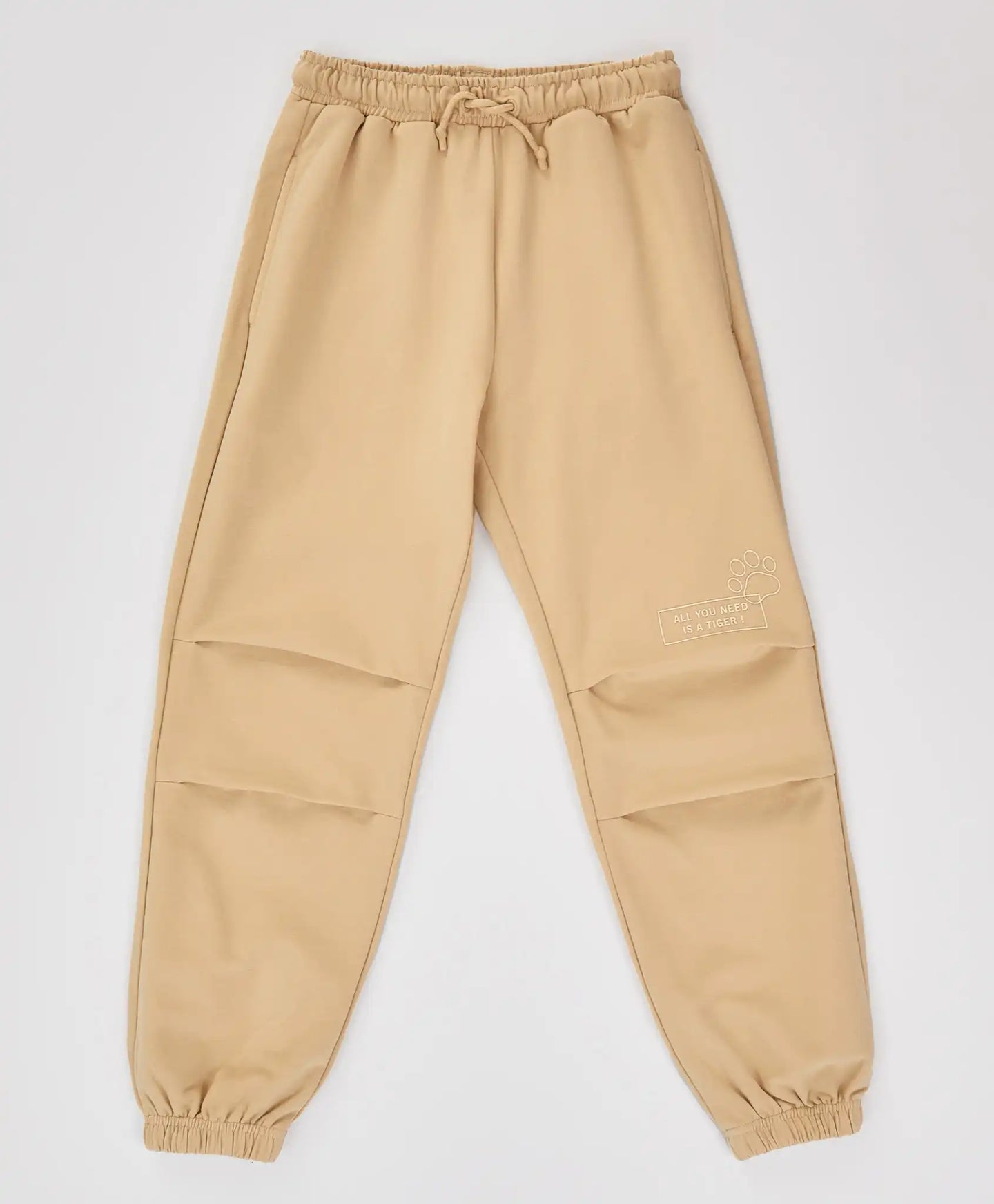 Джогъри с плисета на колената, ластичен колан и принт бежови за момиче Button Blue