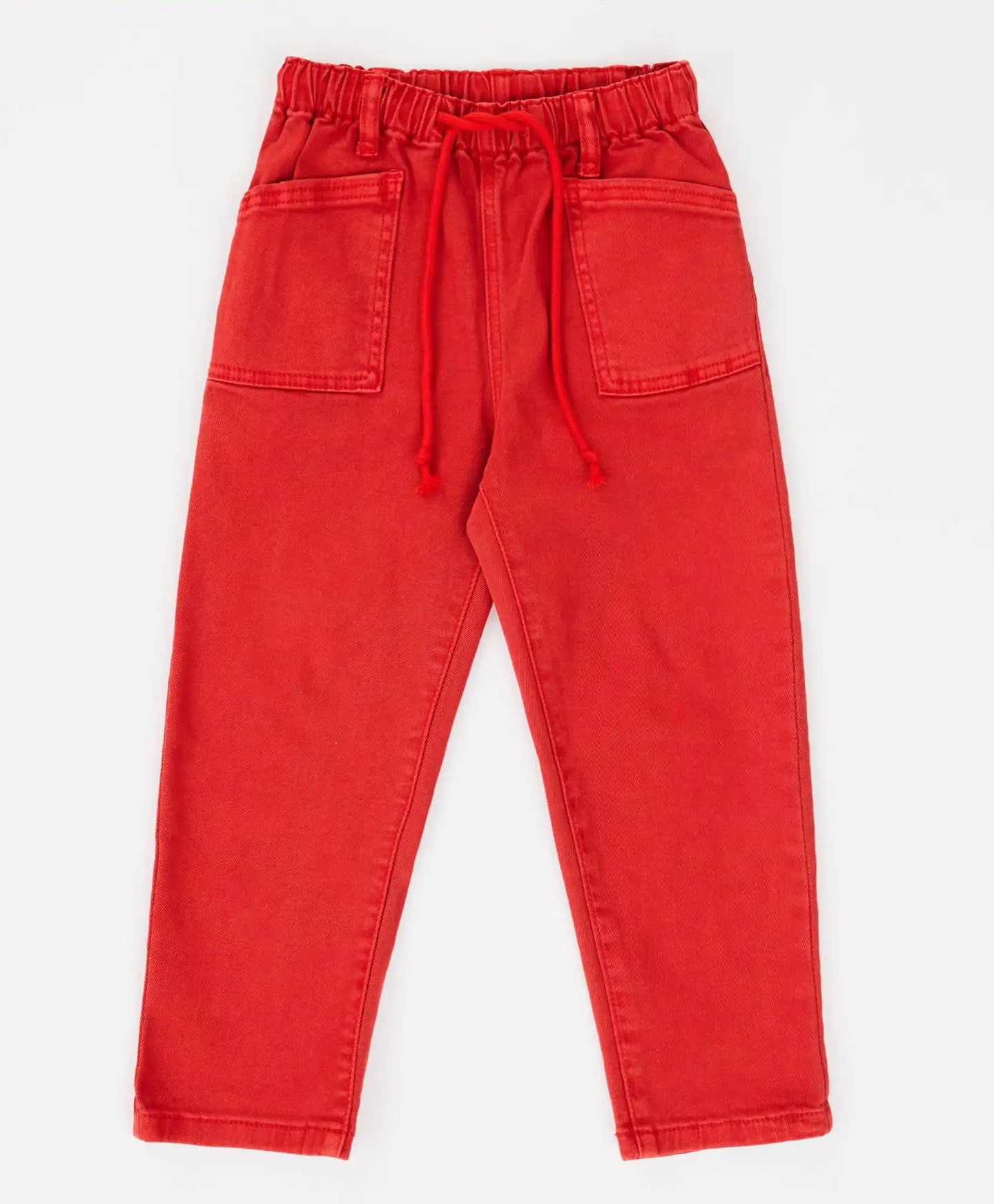 Дънки Mom fit с ластичен колан и джобове коралови за момиче Button Blue