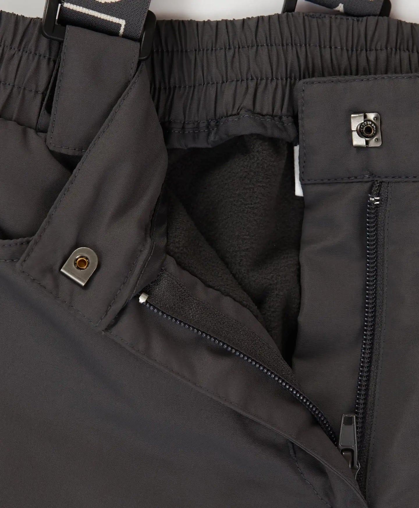 Панталони подплатени междинен сезон със свалящи се тиранти водоустойчиви сиви детски Button Blue