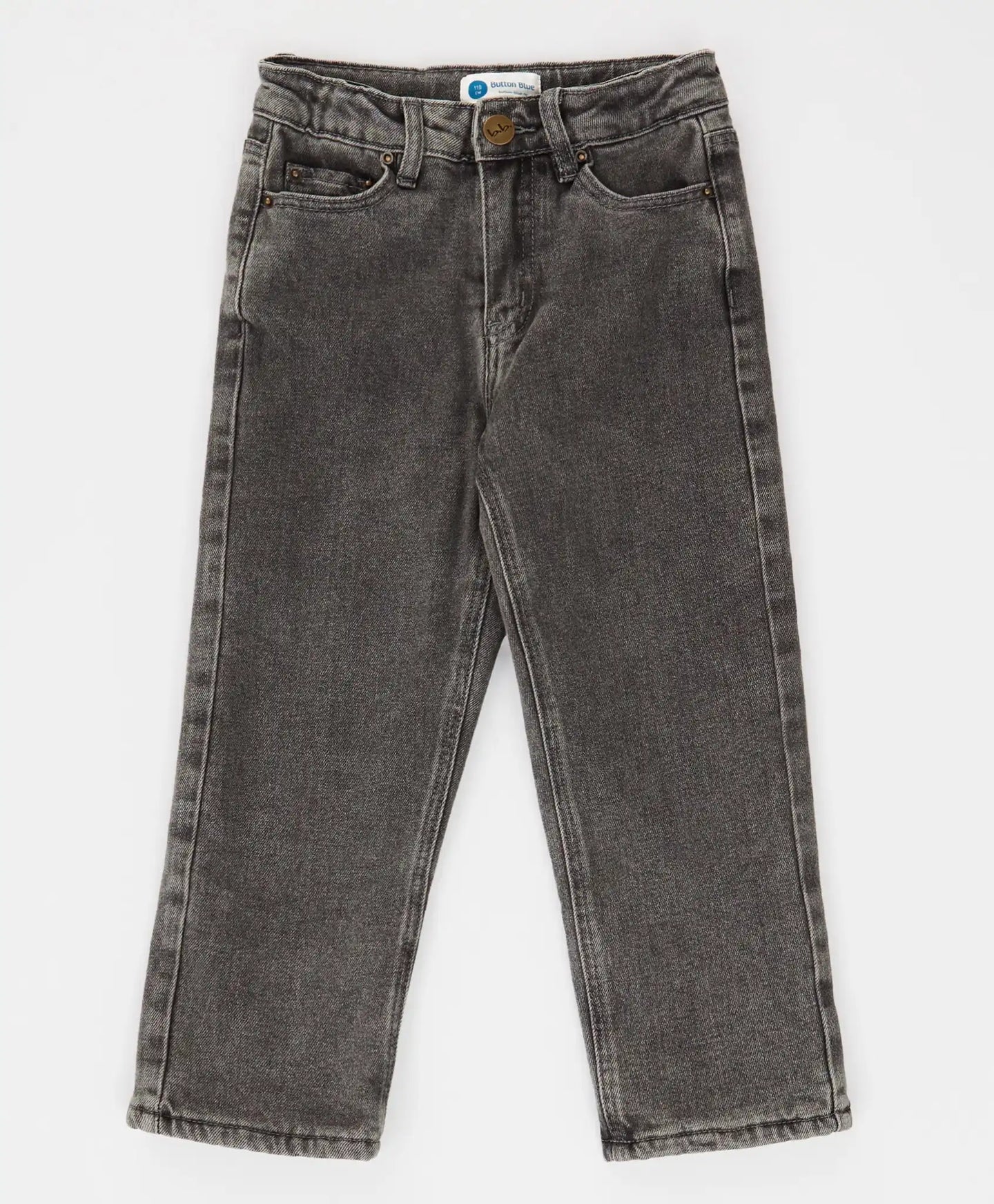 Дънки Carrot fit подплатени сиви детски Button Blue