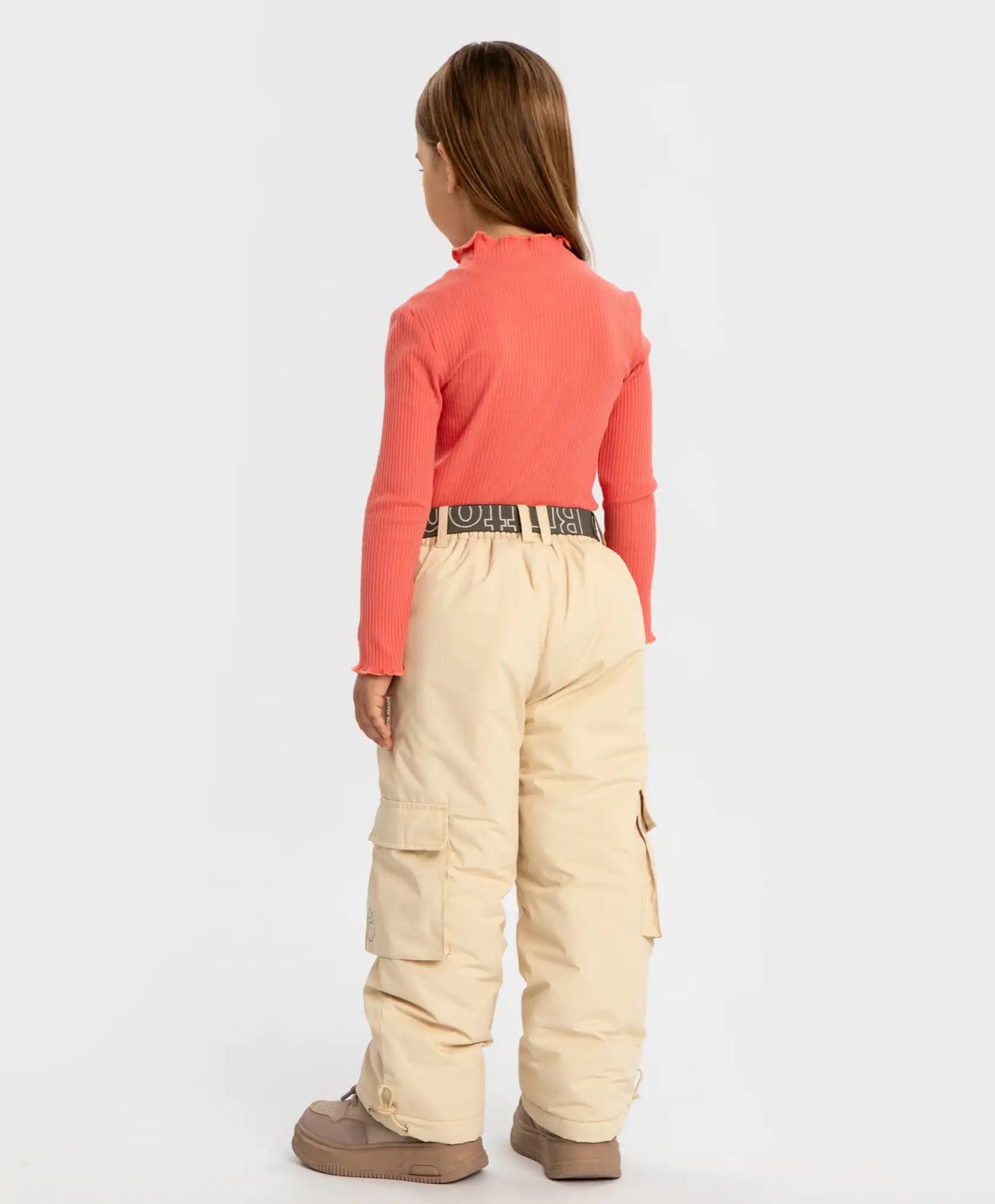 Панталони подплатени междинен сезон водоустойчиви с утяжка на крачолите бежови за момиче Button Blue