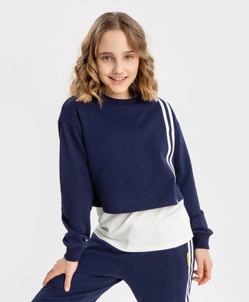 Суичър с лампаси син Button Blue