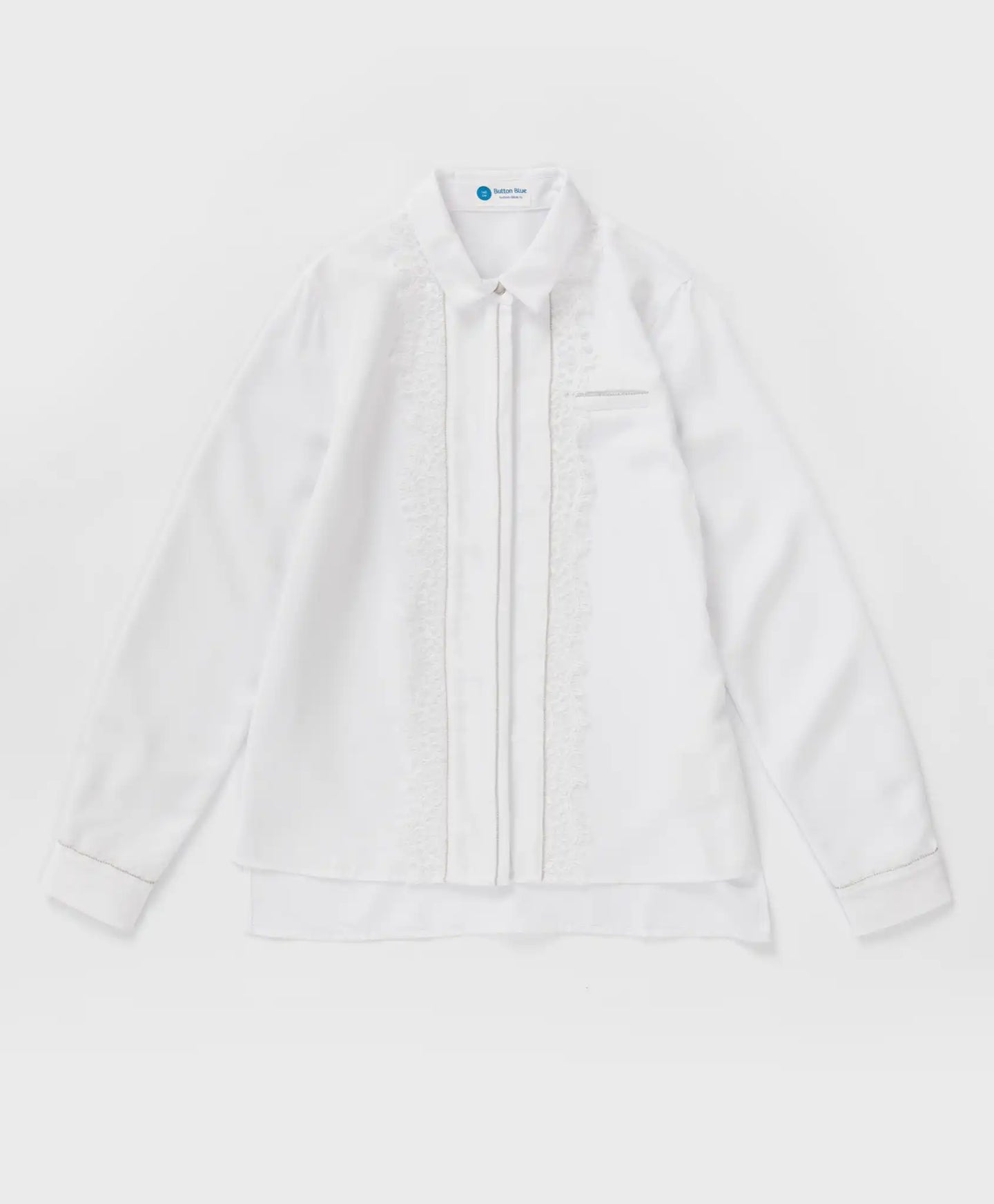 Блуза с дантела и яка бяла Button Blue