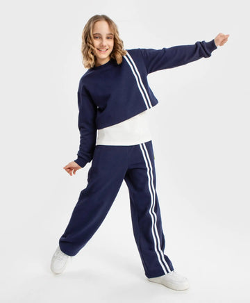 Широки панталони с лампаси сини Button Blue