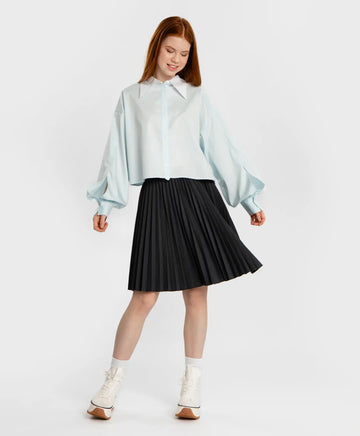 Плисирана пола с гофриращ ефект сива Button Blue