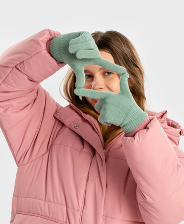 Ръкавици плетени зелени детски Button Blue