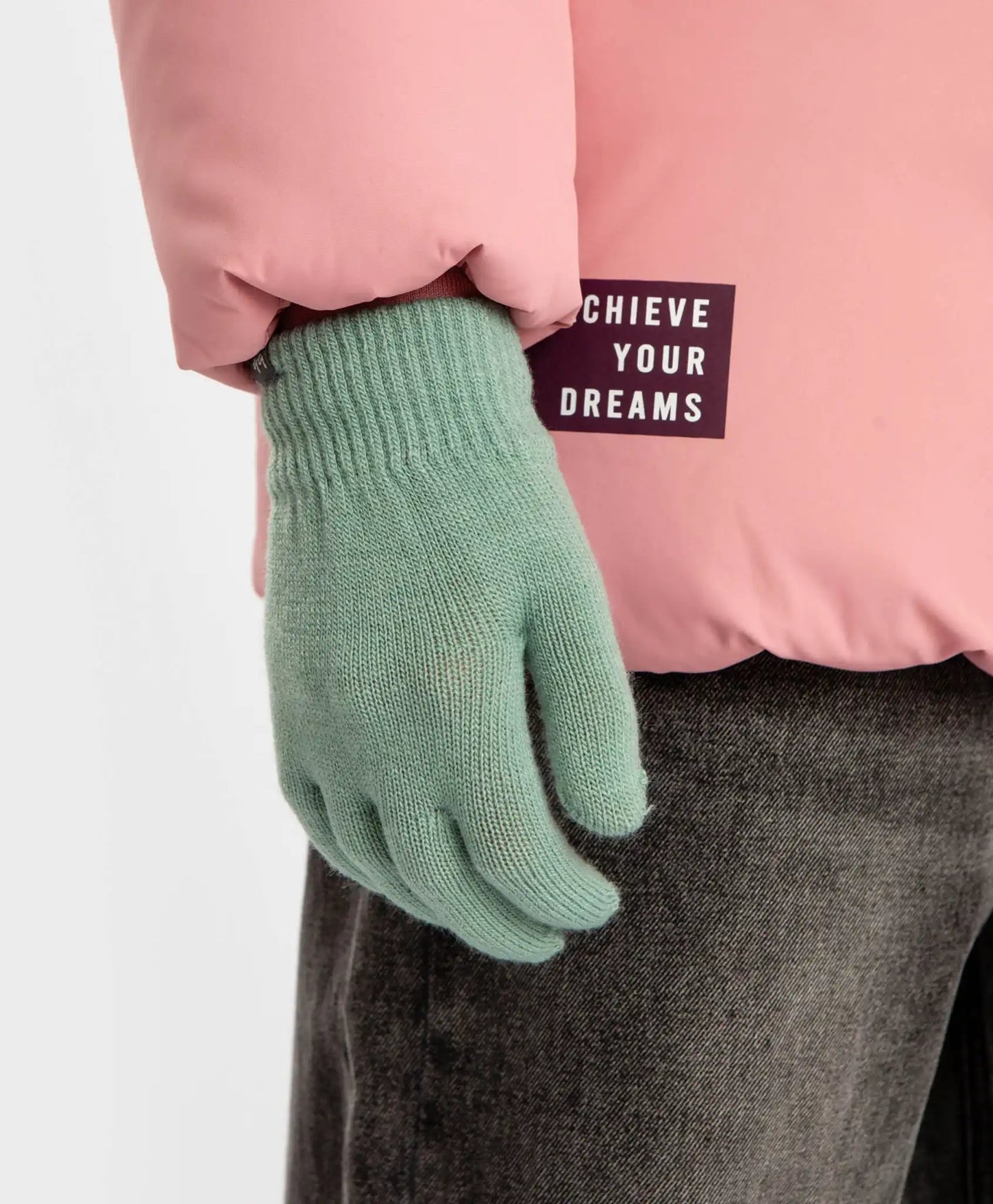 Ръкавици плетени зелени детски Button Blue