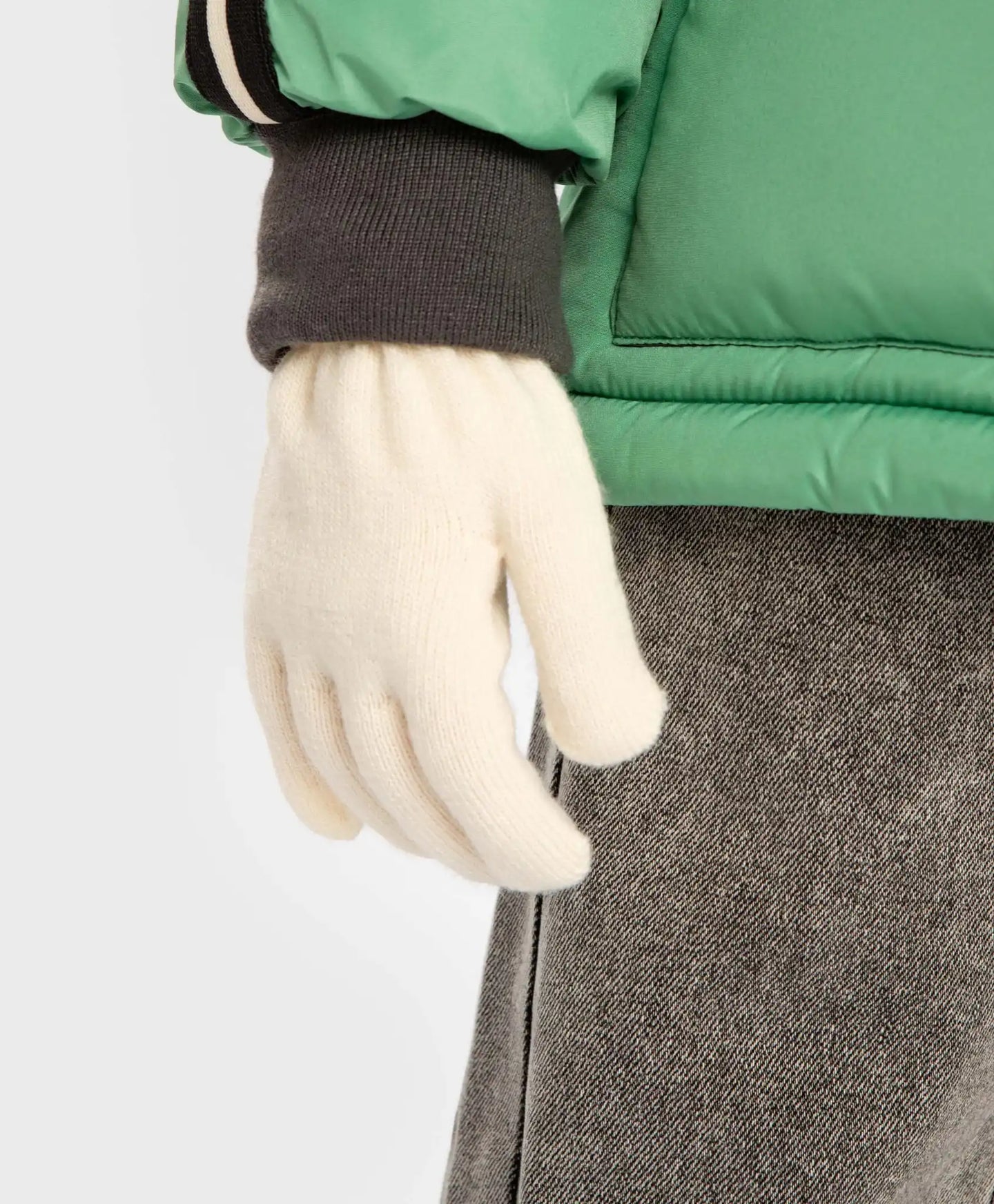 Ръкавици плетени кремави детски Button Blue