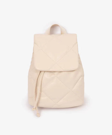 Раница за момиче капитонирана, мека форма, от матова еко кожа, млечнобяла Gulliver