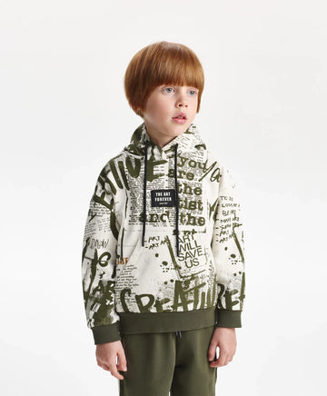 Худи за момче сиво с принт Gulliver