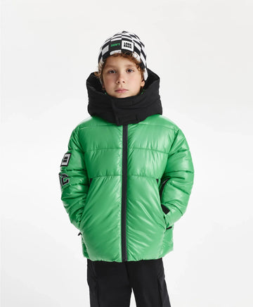 Зимно яке за момче капитонирано, на изкуствен пух, зелено Gulliver