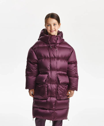Зимно палто за момиче капитонирано, на естествен пух, бордо Gulliver