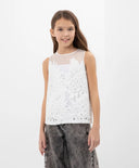 Бяла дантелена блуза за МОМИЧЕ основен изглед