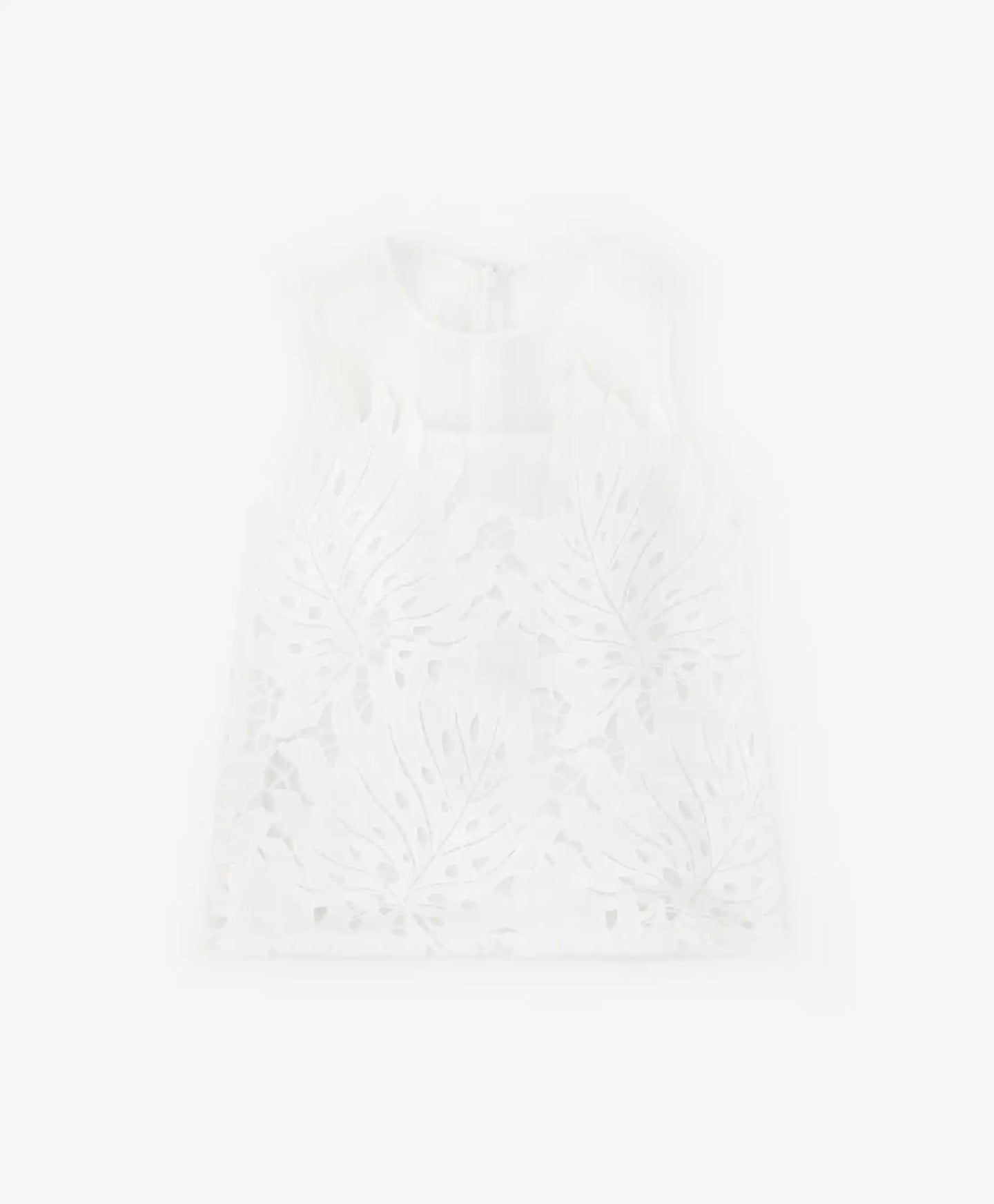 Бяла дантелена блуза без ръкави