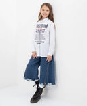 Голяма риза със спуснато рамо и издълженалини на линиягръбна бяла Gulliver