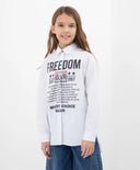 Голяма риза със спуснато рамо и издълженалини на линиягръбна бяла Gulliver