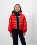 Яке с качулка с изкуствен пух и паднали рамена червено Gulliver