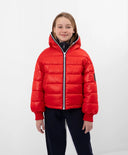 Яке с качулка с изкуствен пух и паднали рамена червено Gulliver