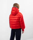 Яке с качулка с изкуствен пух и паднали рамена червено Gulliver