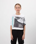 Тениска с отворени рамене бяла за МОМИЧЕ основен изглед