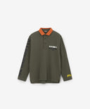 Поло тениска с дълъг ръкав от пике в модерен практичен цвят хаки Gulliver